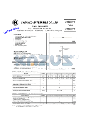 FR103GPT datasheet - FAST RECOVERY RECTIFIER