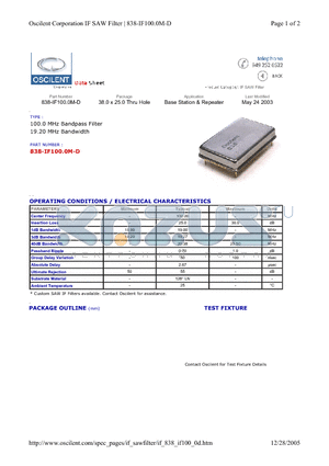 838-IF100.0M-D datasheet - Base Station & Repeater