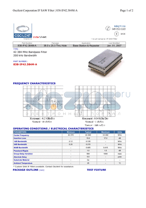 838-IF42.384M-A datasheet - Base Station & Repeater