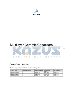 B37872K3472K62 datasheet - Multilayer Ceramic Capacitors