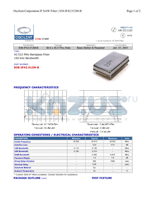 838-IF42.512M-B datasheet - Base Station & Repeater