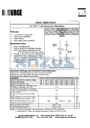 FR104 datasheet - 1.0 AMP. Fast Recovery Rectifiers