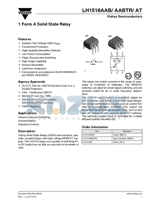 83816 datasheet - 1 Form A Solid State Relay