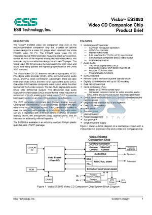 ES3883 datasheet - Video CD Companion Chip Product Brief
