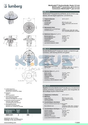 8385A01 datasheet - Multimodul-Steckverbinder, Raster 2,5 mm