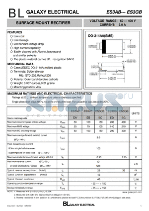 ES3AB datasheet - SURFACE MOUNT RECTIFIER