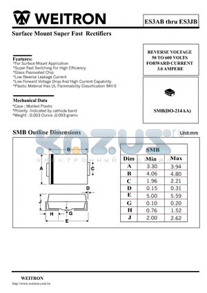 ES3AB datasheet - Surface Mount Super Fast Rectifiers