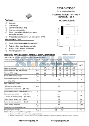 ES3AB datasheet - Surface Mount Rectifiers