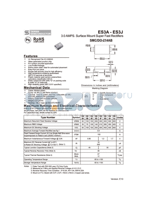 ES3A_10 datasheet - 3.0 AMPS. Surface Mount Super Fast Rectifiers