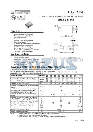ES3B datasheet - 3.0 AMPS. Surface Mount Super Fast Rectifiers