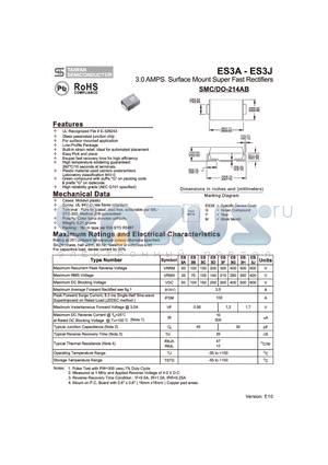 ES3B datasheet - 3.0 AMPS. Surface Mount Super Fast Rectifiers