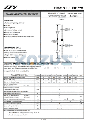 FR104G datasheet - GLASS FAST RECOVERY RECTIFIERS