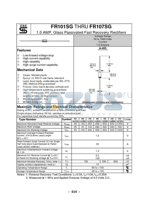 FR104SG datasheet - 1.0 AMP. Glass Passivated Fast Recovery Rectifiers