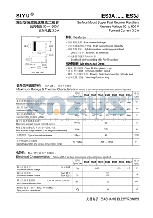 ES3G datasheet - Surface Mount Super Fast Recover Rectifiers Reverse Voltage 50 to 600 V Forward Current 3.0 A