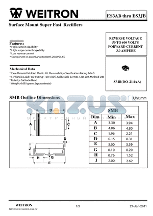 ES3GB datasheet - Surface Mount Super Fast Rectifiers