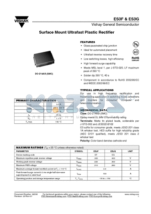 ES3GHE3/9AT datasheet - Surface Mount Ultrafast Plastic Rectifier