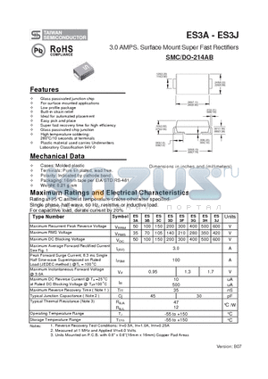 ES3J datasheet - 3.0 AMPS. Surface Mount Super Fast Rectifiers