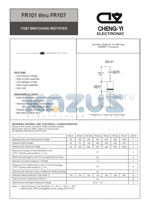 FR105 datasheet - FAST SWITCHING RECTIFIER