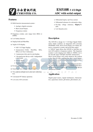 ES5108 datasheet - ADC with serial output