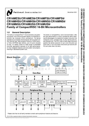 CR16MES9 datasheet - Family of CompactRISC 16-Bit Microcontrollers