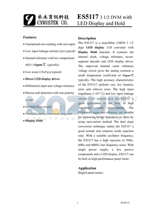 ES5117Q datasheet - 3 1/2 DVM with LED Display and Hold