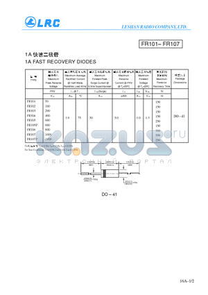 FR105P datasheet - 1A FAST RECOVERY DIODES