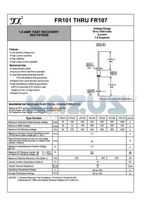 FR106 datasheet - 1.0 AMP. FAST RECOVERY RECTIFIERS