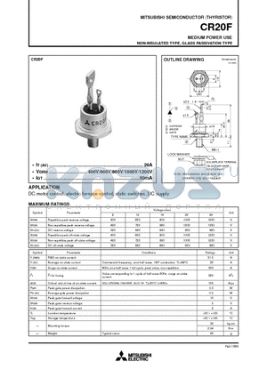 CR20F datasheet - MEDIUM POWER USE NON-INSULATED TYPE, GLASS PASSIVATION TYPE