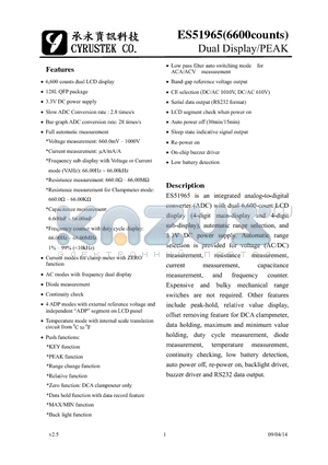 ES51965 datasheet - Dual Display/PEAK