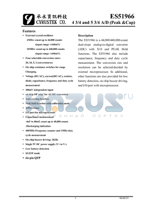 ES51966 datasheet - 4 3/4 and 5 3/4 A/D (Peak &Cap)