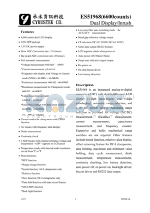 ES51968 datasheet - Dual Display/Inrush