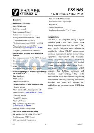 ES51969_11 datasheet - 6,600 Counts Auto DMM