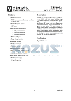 ES51972 datasheet - 3400 AUTO DMM