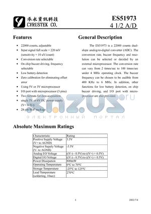 ES51973 datasheet - 4 1/2 A/D