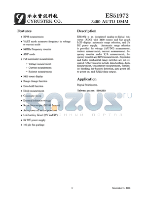 ES51972 datasheet - 3400 AUTO DMM