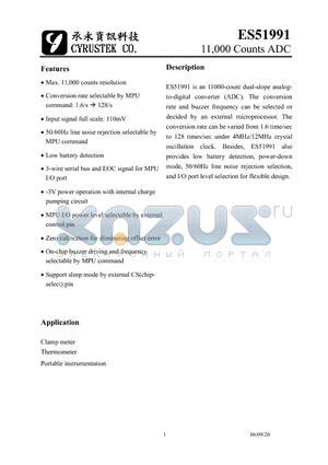 ES51991 datasheet - 11,000 Counts ADC