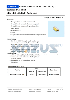 48-21-W1D-ANPHY datasheet - Chip LED with Right Angle Lens