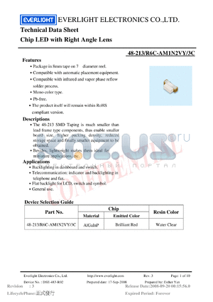 48-213-R6C-AM1N2VY-3C datasheet - Chip LED with Right Angle Lens