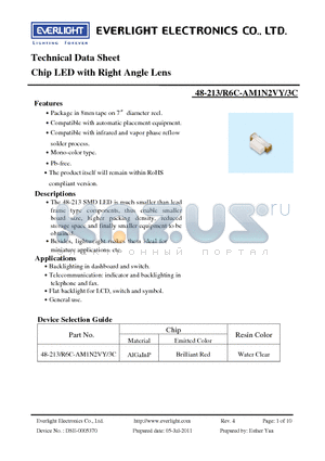 48-213-R6C-AM1N2VY-3C datasheet - Chip LED with Right Angle Lens