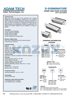 DCP01B datasheet - D-SUBMINIATURE CRIMP AND POKE SYSTEM