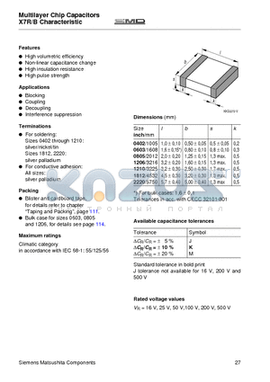 B37931-K5222-K60 datasheet - Multilayer Chip Capacitors