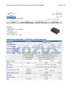480-8.0M-3DN-TTS datasheet - Plastic Programmable HCMOS / TTL Output