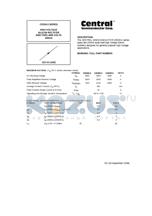 CR250-3 datasheet - HIGH VOLTAGE SILICON RECTIFER 2000 THRU 4000 VOLTS 200mA