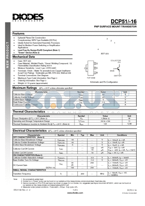 DCP51 datasheet - PNP SURFACE MOUNT TRANSISTOR