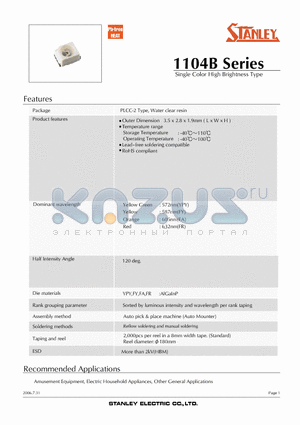 FR1104B datasheet - Single Color High Brightness Type