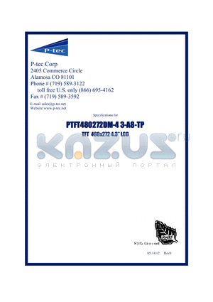 480272DM-4.3-A8-TP datasheet - TFT 480x272 4.3 LCD