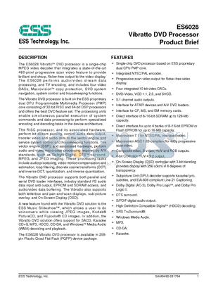 ES6028 datasheet - Vibratto DVD Processor