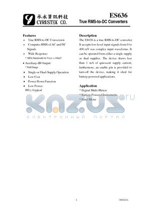 ES636_09 datasheet - True RMS-to-DC Converters