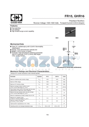 FR15 datasheet - Photoflash Rectifiers