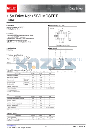 ES6U2 datasheet - 1.5V Drive NchSBD MOSFET